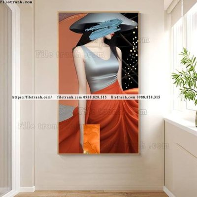 Download file gốc tranh chan dung co gai truu tuong 530 (in lụa) cao cấp