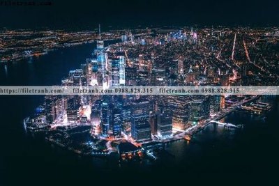 File in trần tranh chup anh thanh pho dang ngang 330 (bản gốc 3D) sống động