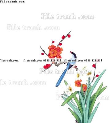 File gốc tranh co ve trung quoc 581 (in lụa) tranh phong thủy