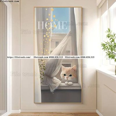 File in ấn tranh con meo ve tay ben cua so 506 (bản gốc) sắc nét