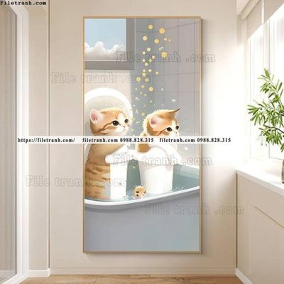 File tranh tranh con meo ve tay ben cua so 517 (gốc) in backlit film