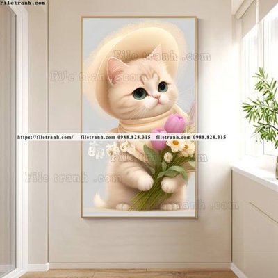 File gốc tranh con meo ve tay ben cua so 523 (chuẩn màu) cho in offset