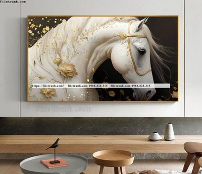 File in lụa tranh con ngua trang 1 minh tuyet dep 501 (chất lượng cao) tranh con ngua trang 1 minh tuyet dep 501