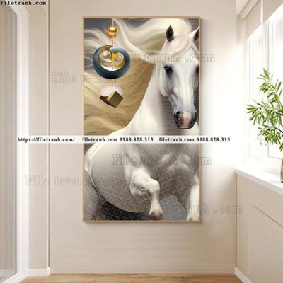 File tranh in tráng gương tranh con ngua trang 1 minh tuyet dep 515 (siêu nét)