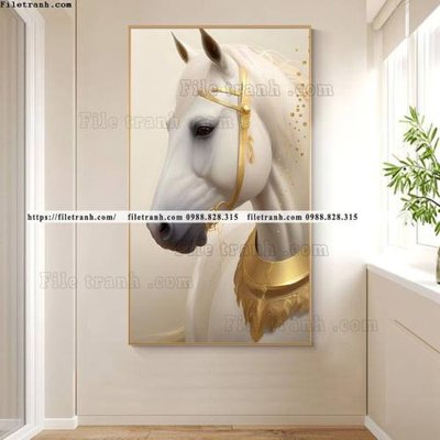 File ảnh tranh con ngua trang 1 minh tuyet dep 518 (gốc) dùng in Pano