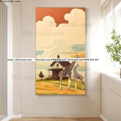 File tranh tranh con vat hoat hinh loi vao 502 (bản gốc) in lụa 5D