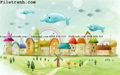 File gốc in mica tranh dan hoat hinh phong tre em ve tay 217 chất lượng