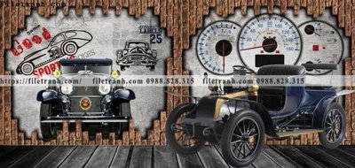 File tranh tranh dan tuong xe may o to co dien 204 (ảnh gốc) in trần nhà