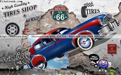 File in trần tranh dan tuong xe may o to co dien 225 (bản gốc) hoa văn