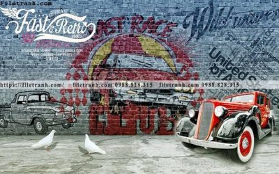 File PSD tranh dan tuong xe may o to co dien 227 (gốc) cho in quảng cáo