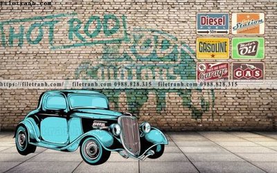 File gốc tranh dan tuong xe may o to co dien 229 (in lụa) trang trí tường