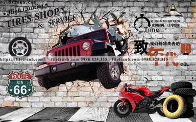 Tệp tin gốc tranh dan tuong xe may o to co dien 239 (dùng cho in ấn) chuyên nghiệp