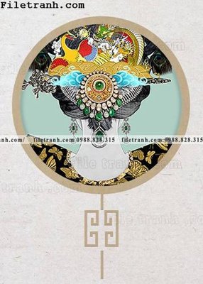 File gốc tranh hieu ung ba chieu tron phong cach Trung Quoc 276 (in lụa) tranh thuận buồm