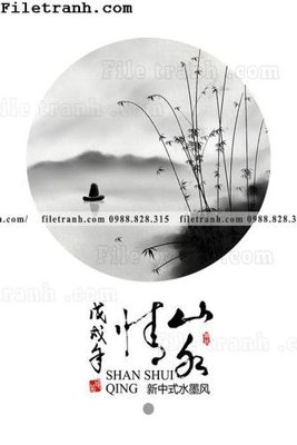 File tranh gốc tranh hieu ung ba chieu tron phong cach Trung Quoc 373 (bản quyền) Filetranh.com