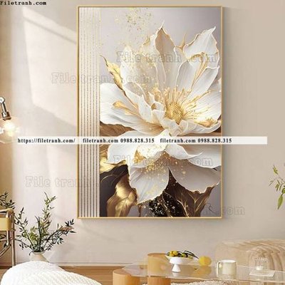File tranh tranh hoa 5d la vang 525 (bản gốc) in canvas