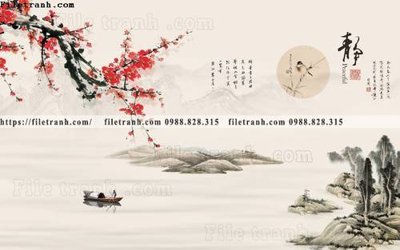 File gốc tranh hoa dao hien dai 531 (in 3D) cho trang trí