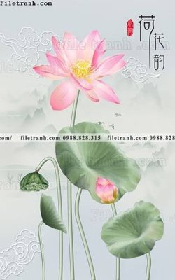 File gốc tranh hoa sen hien dai 3d 513 (ảnh rõ nét) để in