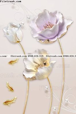 File tranh tranh hoa sen hien dai 3d 518 (gốc) in trên kính