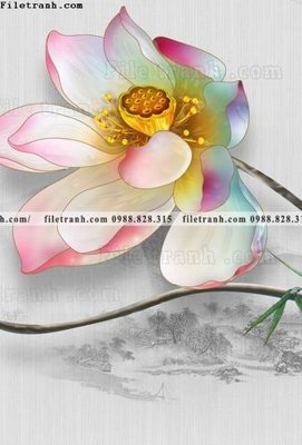 Tải file PSD tranh hoa sen hien dai 3d 519 (nguyên layer) để in
