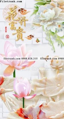 File tranh tranh hoa sen hien dai 3d 532 (bản gốc) treo tường