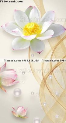 Hình ảnh file gốc in lụa tranh hoa sen hien dai 3d 534