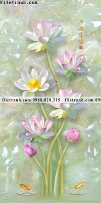 Download file gốc tranh hoa sen hien dai 3d 542 (in lụa) nghệ thuật