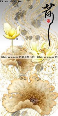File gốc tranh hoa sen hien dai 3d 550 (ảnh chi tiết) để in lụa