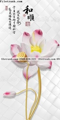 File gốc in mica tranh hoa sen hien dai 3d 558 chất lượng