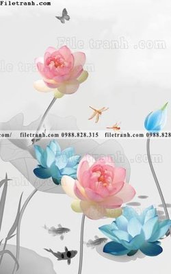 File gốc tranh hoa sen hien dai 3d 572 (PNG) nền trong suốt