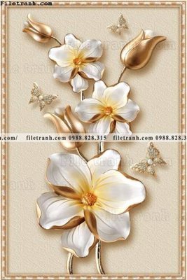 File in lụa tranh hoa sen hien dai 3d 575 (chất lượng cao) tranh hoa sen hien dai 3d 575
