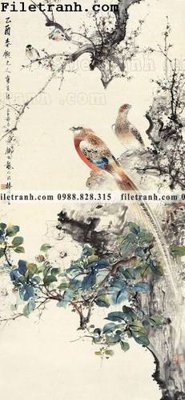 File gốc tranh hoa va chim dep 135 (trang trí) phòng trẻ em