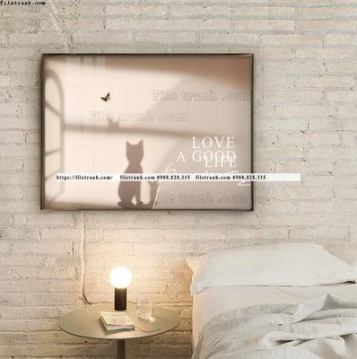 File tranh tranh lo hoa va meo 500 (bản gốc) in canvas