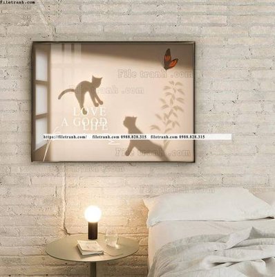 File gốc tranh lo hoa va meo 502 (in lụa) cao cấp