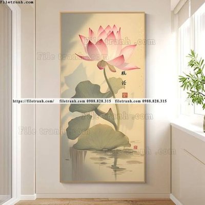 Tải file tranh loi vao hoa sen 3d 508 (gốc) in tranh tráng gương