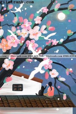 File gốc tranh mau nuoc mau hong 109 (trang trí) phòng làm việc