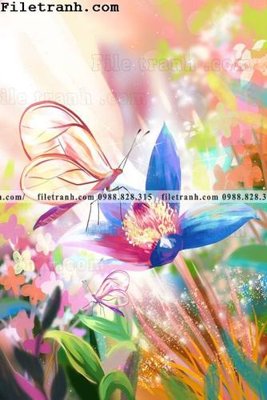 File in trần tranh mau nuoc mau hong 118 (bản gốc 3D) sống động