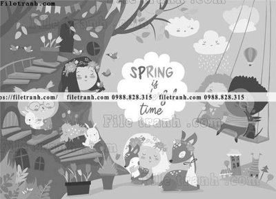 File gốc tranh minh hoa hoat hinh tre em 268 (in lụa) tranh phong thủy