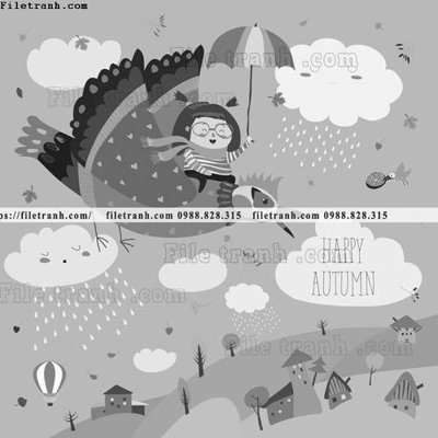 File gốc tranh minh hoa hoat hinh tre em 291 (in lụa) trang trí tường