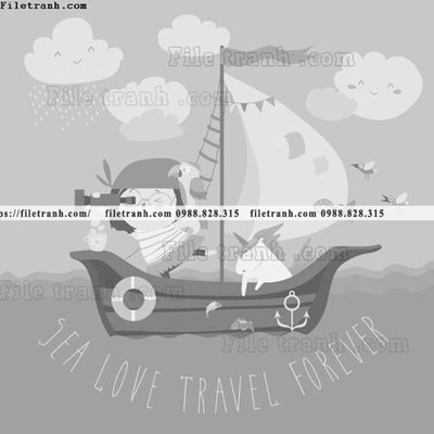 File gốc tranh minh hoa hoat hinh tre em 327 (in lụa) tranh thuận buồm