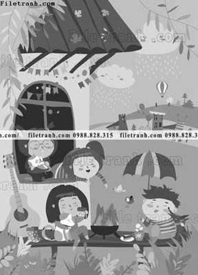 File tranh tranh minh hoa hoat hinh tre em 330 (bản gốc) treo phòng ăn