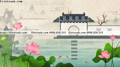 File gốc tranh minh hoa trung quoc 657 (in lụa) hoa văn cổ điển