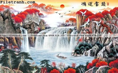 File tranh tranh nen tuong phong cach Trung Hoa153 (bản gốc) in lụa dán tường