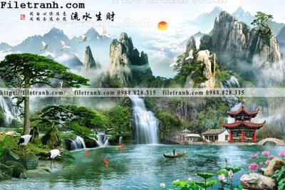 File gốc tranh nen tuong phong cach Trung Hoa172 (in tráng gương) ốp tường