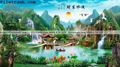 File tranh tranh nen tuong phong cach Trung Hoa178 (gốc) in trên kính