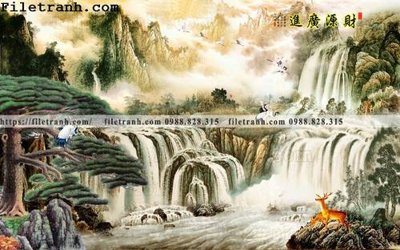 File gốc tranh nen tuong phong cach Trung Hoa188 (in lụa) hoa văn cổ điển