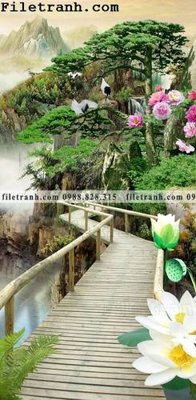 File tranh tranh nen tuong phong cach Trung Hoa193 (bản gốc) in lụa dán tường