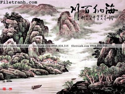 File gốc tranh nen tuong phong cach Trung Hoa225 (in lụa) tranh mã đáo