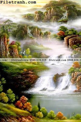 File in mica tranh nen tuong phong cach Trung Hoa235 (bản gốc) siêu trong