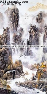 File gốc tranh nen tuong phong cach Trung Hoa238 (in lụa) họa tiết 3D