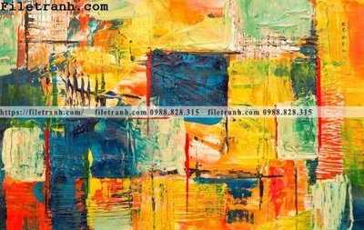 Ảnh gốc tranh son dau mau truu tuong 107 (nét căng) in mica